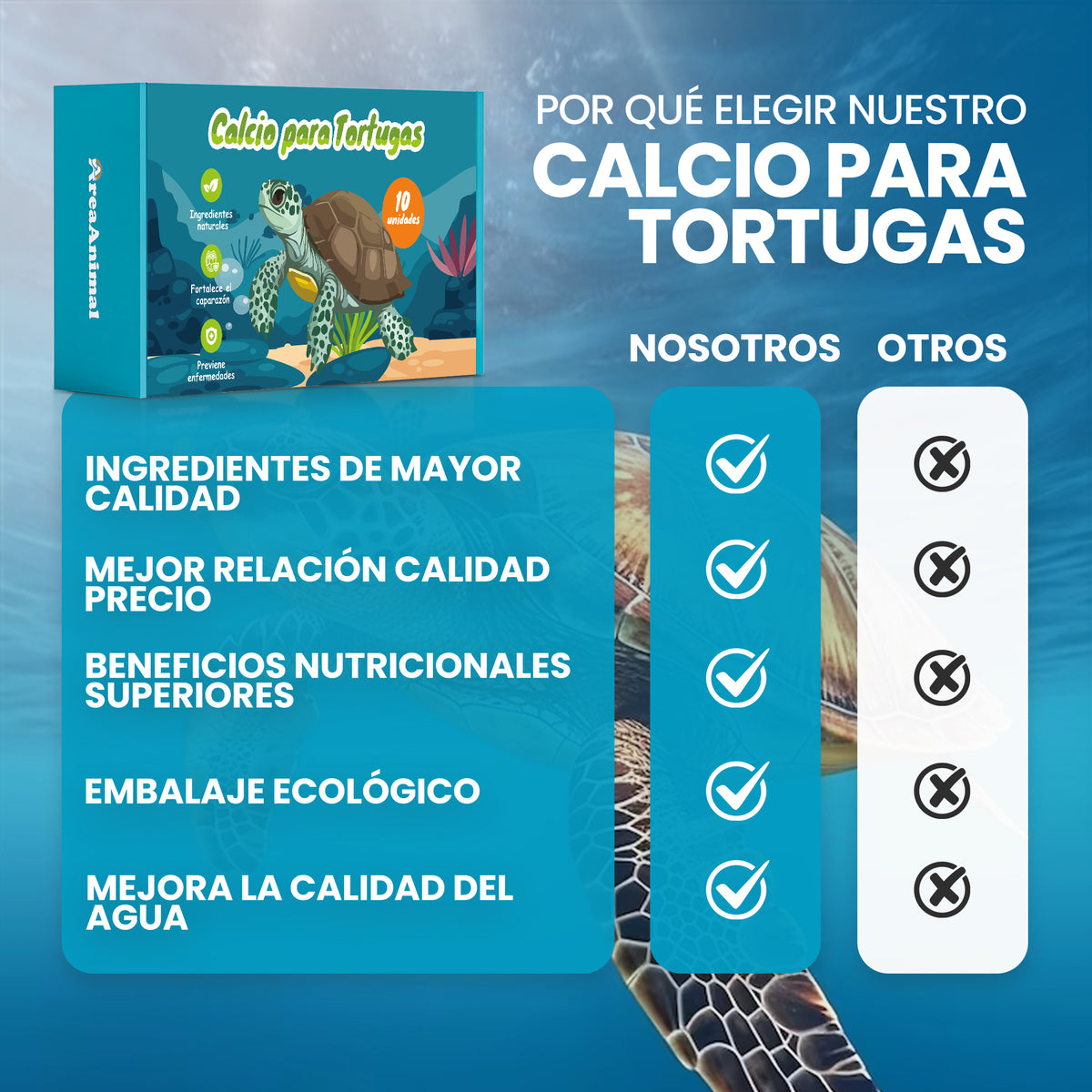Calcio para Tortugas de Agua · 10 uds