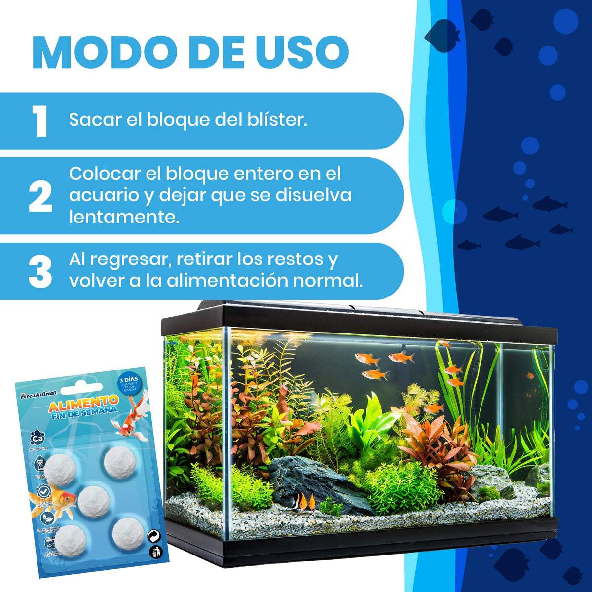 Comida de Fin de Semana para Peces (3 días) · 15 uds