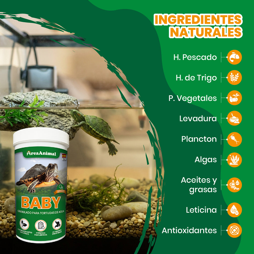 Comida para Tortugas de Agua Bebé 100g/250ml
