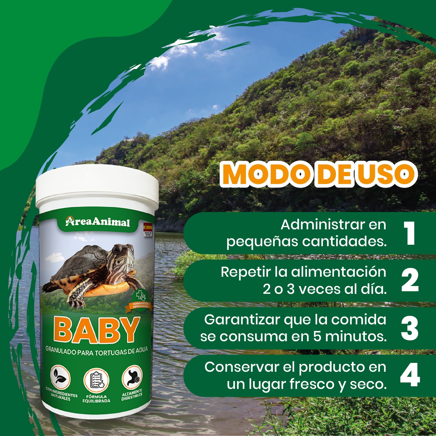 Comida para Tortugas de Agua Bebé 100g/250ml