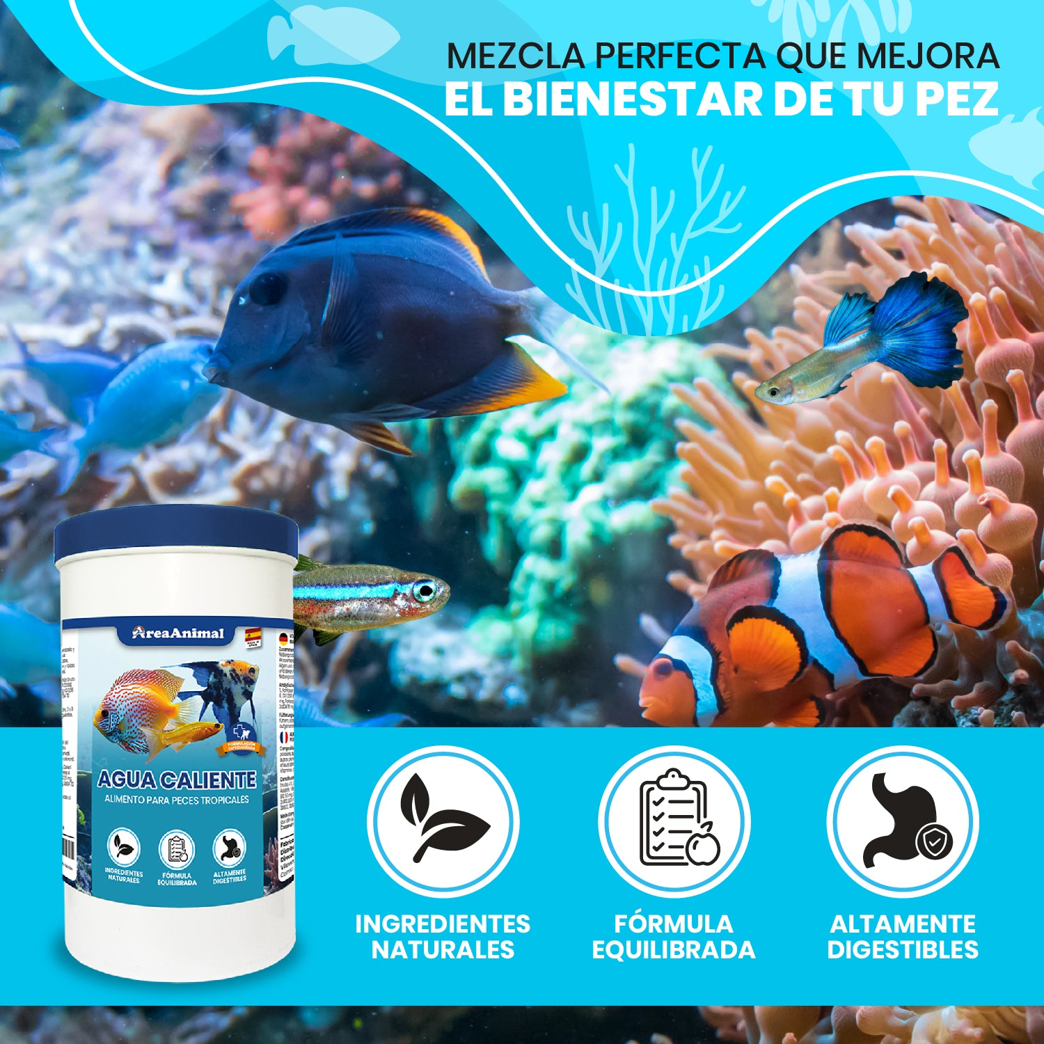 Escamas para Peces de Agua Caliente 180g/1L
