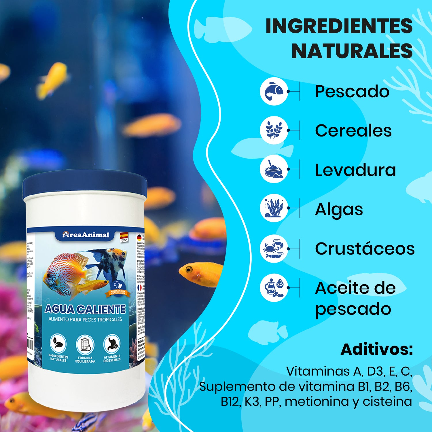 Escamas para Peces de Agua Caliente 180g/1L