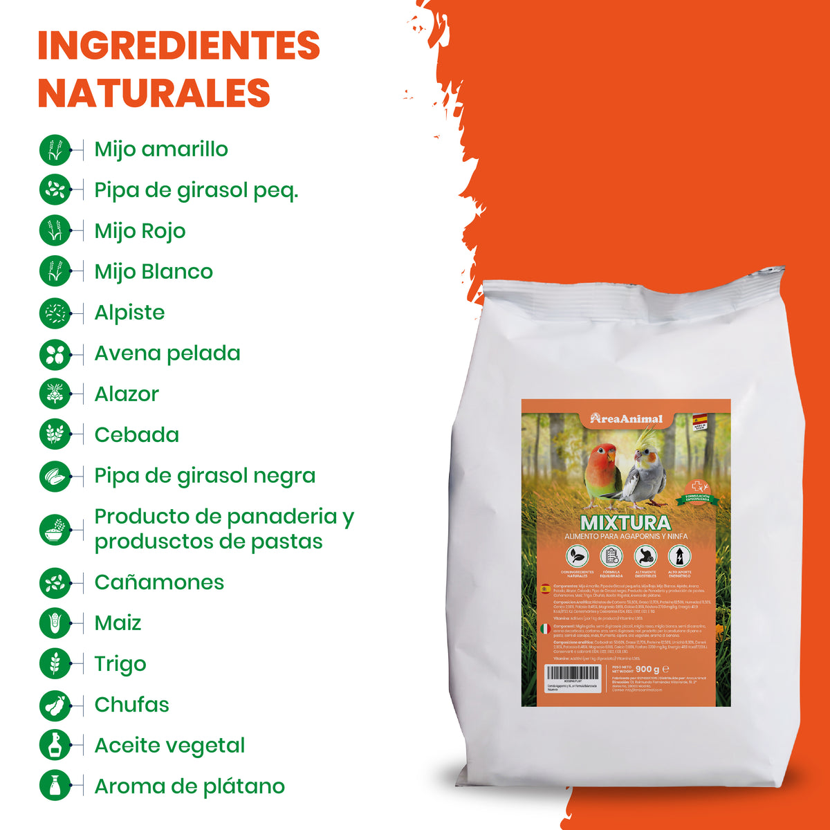 Mixtura agaporni y ninfa · 900 g