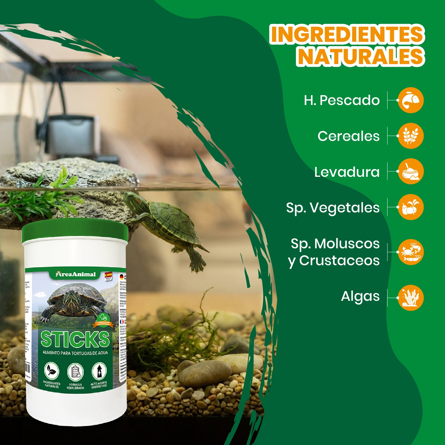 Comida para Tortugas de Agua 250g/1L
